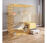 Clôture pour chat - Grande cage de sport à 3 niveaux avec porte et bac à litière fermé pour chatons, lapins, chinchillas (111 x 95 x 109 cm)