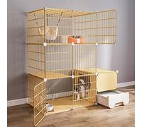 Clôture pour chat - Grande cage de sport à 3 niveaux avec porte et bac à litière fermé pour chatons, lapins, chinchillas (111 x 49 x 109 cm)