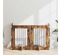 Clôture pour Chien en Acier galvanisé Pliable, portillon avec Supports 4 pcs, Design rectangulaire chêne fumé 60x80 cm, Facile à Assembler et Portable pour intérieur.