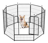 Clôture pour chiens de petite taille - Hauteur : 80 cm - Largeur : 60 cm - 8 panneaux - Grille métallique - Noir
