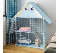 Clôture pour grands chats Cage pour chats à 2 niveaux pour intérieur Niche pour chats en immeuble, Niche pour chats en métal Clôture pour animaux durable pour intérieur avec litière Hamac pour chats
