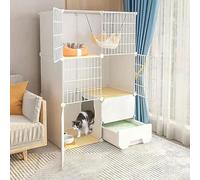 Clôture pour grands chats Cage pour chats avec litière pour chats, cage pour chats Cages pour chats Clôture pour chats DIY pour intérieurs pour petits animaux, chat en métal détachable (75 x 49 x 111