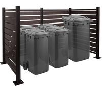 Clôture pour poubelles en aluminium HWC-K57, habillage pour poubelles, aspect bois extensible 130x206x110cm ~ anthracite