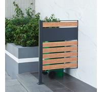 Clôture pour poubelles 'Uusikaupunki' acier 120 x 83 x 11 cm anthracite / aspect bois