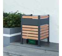 Clôture pour poubelles 'Uusikaupunki' acier 120 x 91 x 91cm anthracite / aspect bois