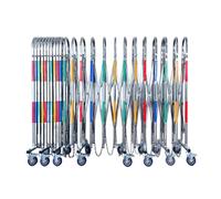 Clôture Télescopique Mobile Sur Roues En Acier Inoxydable Barrière De Sécurité Routière Rétractable En Acier Inoxydable De Type Arche Avec Bandes Réfléchissantes, Clips De Chaîne(1.1x3m)
