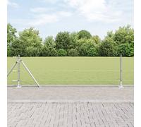 Clôture Vidaxl 0,6x50 M En Acier Galvanisé, Poteaux Vidaxl Avec Bases 13 Pcs Ø32mm 70cm En Acier Galvanisé
