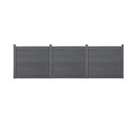 Clôtures de Jardin Brise-Vue avec 4 Poteaux Planches Bois Composite WPC 165x466cm Gris