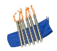 Clou de Tente de Camping Coupe-Vent en Alliage de Titane, Léger | Forme en V et Coude, Argenté, avec Pochette, pour Camping Extérieur et Tentes D’escalade