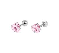 Clou D'Oreille Femme, Boucle D Oreilles Acier Inoxydable Femme Clou Argent 8 mm en Forme de Cœur 3mm pour Nouvelle Année Bijoux
