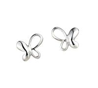 Clou D'Oreille Femme, Boucle D'Oreille Argent Simple Plaqué Argent Papillon Asymétrique 7X8mm pour Anniversaire Bijoux