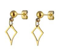 Clou D'Oreille Femme, Boucles D'Oreilles Femme Acier Inoxydable Clou Or Boule Ronde avec Pendentif en Losange pour Fête Des Pères Bijoux