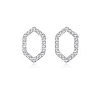 Clou D'Oreille Femme, Clou Argent 925 Boucle D'Oreille Zircone Cubique Losange Géométrique Creux 4.7X17mm pour Fête Des Pères Bijoux