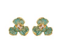 Clou D'Oreille Femme, Clou D'Oreille Vert Zircone Cubique Fleur 29X28mm pour Fête Des Pères Bijoux