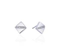 Clou D'Oreille Femme, Clou D'Oreilles Femme Argent 925 Zircone Cubique Losange Géométrique Simple 10.2X10.2mm pour Fête Des Mères Bijoux