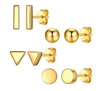 Clou d'Oreille lot de 3 Puce Boucle d Oreille Attract Perle Ronde Gravure Argent 925 Sterling Silver Earring Mignon Creole Petit Inoxydable Série Bijoux Cadeau Valentin Noël Fête des Mères Mariage