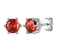 Clou d'Oreille Rubis Boucle doreille Femme Argent 925 Rouge Light Red Crital Religion Pierre Rond Zirconic Cubique juillet Bijou Cadeau Meilleur Amie Souvenir Mariage Maman Noël Valentin