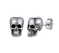 Clou d'Oreille Tete de Mort Acier Skull Boucle Viking Homme Crane Punk Boucles d'oreilles Gothique Garcon Hip Hop Clou Oreille Femme Ado Jeune Cadeau Copain