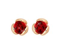 Clou D'Oreilles Femme, Boucle D'Oreille Clou Zirconium Or Rose avec Zircone Cubique Ronde Rouge pour Anniversaire Bijoux