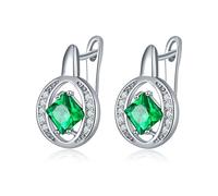 Clou D'Oreilles Femme, Clou D'Oreille Vert Forme de Losange avec Zircon Aaa pour Fête Des Mères Bijoux