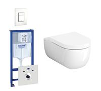 Clou Hammock Pack WC avec réservoir encastré, WC suspendu avec abattant softclose et quickrelease avec plaque de déclenchement verticale/horizontale blanche 0720003/0729205/sw106250/sw108319/