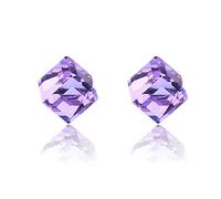 Clou Oreille, Petite Boucle D'Oreille Violet Acier Inoxydable Carré Oxyde de Zirconium Cube Boucle D'Oreille la Saint Valentin Cadeau 6x6mm