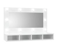CLOUD Armoire à miroir avec LED, meuble de salle de bain - meuble de rangement Blanc brillant 90x31,5x62 cm CHYNEW9288925