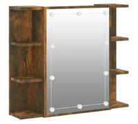 CLOUD Armoire à miroir avec LED, meuble de salle de bain - meuble de rangement Chêne fumé - 70x16,5x60 cm CHYNEW6134862
