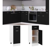 CLOUD Armoire de plancher à tiroir contemporain, meuble bas cuisine, armoire rangement de cuisine Noir 30x46x81,5 cm Aggloméré