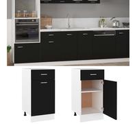 CLOUD Armoire de plancher à tiroir contemporain, meuble bas cuisine, armoire rangement de cuisine Noir 40x46x81,5 cm Bois