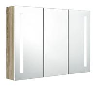 CLOUD Armoire de salle de bain à miroir LED, meuble de salle de bain - meuble de rangement 89x14x62cm blanc et chêne CHYNEW5066329