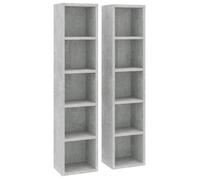 CLOUD Armoires à CD Armoire de rangement - bibliothèque 2 pcs Gris béton 21x16x93,5 cm Bois d'ingénierie CHYNEW9467601