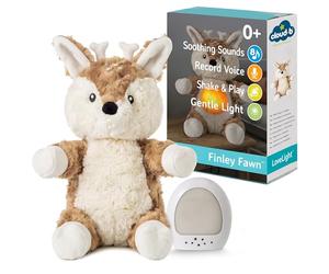 Cloud b Sound Machine with White Noise Soothing Sounds | Cuddly Stuffed Animal & Nomadic Nightlight | Record Parent Voice | Adjustable Settings and Auto-Shutoff | LoveLight™ Buddies - Finley Fawn™