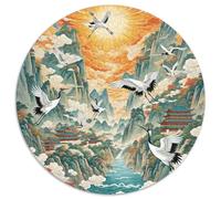 Cloud Crane Perçage Gorge 1000 Pièces Jigsaw Puzzles Art Puzzle Circulaire pour Adultes Et Enfants Décompression Jeu D'Intelligence De l'art De La DécoRat ION Moderne 1000pcs (67.5x6