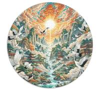 Cloud Crane Perçage Gorge 1000 Pièces Jigsaw Puzzles Art Puzzle Circulaire pour Enfants Décompression Jeu D'Intelligence De l'art De La DécoRat ION Moderne 1000pcs (67.5x67.5cm)