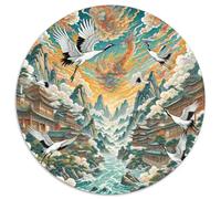 Cloud Crane Perçage Gorge 1000 Pièces Puzzle Art Rond pour Enfants Décompression Jeu D'Intelligence De l'art De La DécoRat ION Moderne 1000pcs (67.5x67.5cm)