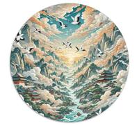 Cloud Crane Perçage Gorge 1000 Pièces Puzzles Classiques Art Puzzles Ronds pour Adultes Et Enfants Cadeaux Jeu D'Intelligence De l'art De La DécoRat ION Moderne 1000pcs (67.5x67.5cm)