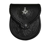 CLOUD KILT Kilt Sporran pour homme en cuir de qualité supérieure - Kilt écossais traditionnel avec chaîne et ceinture - Accessoires pour homme, Badge maçonnique chromé