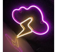 Cloud Lightning Led Logo,Néon Coloré,Nuit Salon Chambre Lumière De Nuit,Décoration Murale,Fête D'anniversaire Festive Décoration,Rose + Blanc Chaud