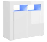 CLOUD Meuble de rangement,Commode Armoire Buffet avec lumières LED blanc brillant 80x35x75 cm CHYNEW6109514
