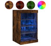 CLOUD Meuble de rangement,Commode Armoire Buffet avec lumières LED chêne fumé - 41x37x67 cm CHYNEW9245452