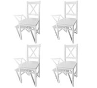 CLOUD NEW* Lot de 4 Chaises de cuisine - SMG - blanc bois de pin 15,5 Kg 225407