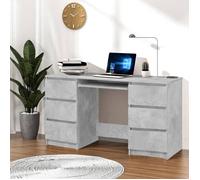 CLOUD NEW* Table de Travail SMG - Bureau Gris béton 140x50x77 cm Bois d'ingénierie 51,5 Kg 122797