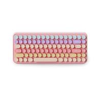 Cloud-W Mini clavier Bluetooth 85 touches rondes rétro sans fil, style machine à écrire silencieux, clavier portable, adapté pour ordinateurs portables Windows, PC, Mac, tablettes (couleur rose)