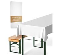 CLOUDANA Lot de 2 nappes lavables en plastique blanc jetables et réutilisables,Décoration de table,Nappe d'anniversaire de Pâques,Nappe de fête blanche,Nappe de printemps,Ensemble de tente à bière
