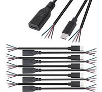 CLOUDDS-10Pcs Queue De Cochon Usb Type-Cmâle Femelle,28Awg 5V 3A Mâle Femelle Usb-C Vers Fil Nu À 4 Broches,Usb Type C Câble D'Alimentation Et De Données,Prise Usb C À Souder (25Cm)