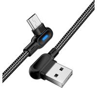 Cloudds-Angle Droit Usb Micro Chargement Câble,Superior Zrl 2 Pack Led Cordon De Chargeur Tressé En Nylon Avec Câble De Chargeur Android Led 90 Degrés Et Synchronisation Des Données For Android Équip