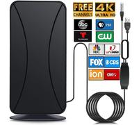 CLOUDDS_Antenne Dvb-T/Dvb-T2 Hd 4K,Dvb-T & Dvb-T2 Avec Amplificateur,Portée De 600 Km,Antenne Hdtv Numérique,Convient Pour 4K 1080P Et Tous Les Appareils Tv,Antenne D'Intérieur Et D'Extérieur