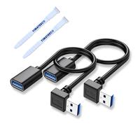 CLOUDDS-Câble D'Extension Usb 3,0 Vers Le Haut,Câble De Données Usb Mâle À Femelle De 30Cm,Adaptateur Usb À 90 Degrés Avec Contacts Plaqués Or Pour Clé Usb,Disque Dur(Angle Vers Le Haut,2 Pièces,Noir