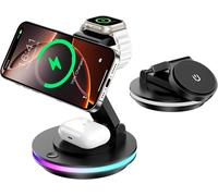 Cloudds-Mag Safe Chargeur 3 En 1 Pour Apple Watch Et Iphone,Pliable,Rotatif,Avec Réglage De La Lumière,Support De Charge Sans Fil,Support De Charge Mag Safe Pour Iphone 16/15/14,Airpods (Sans